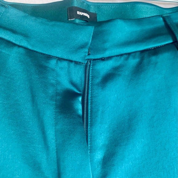 BNWOT Express Turquoise Teal Satin Wide Leg Pants - Picture 4 of 10